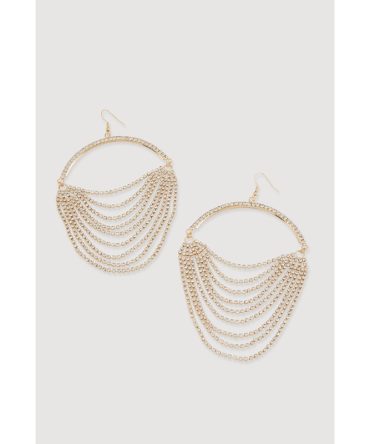 Rhinestone Layered Chain Dangle Earrings