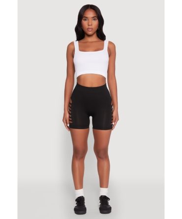 Side Slashed Biker Shorts