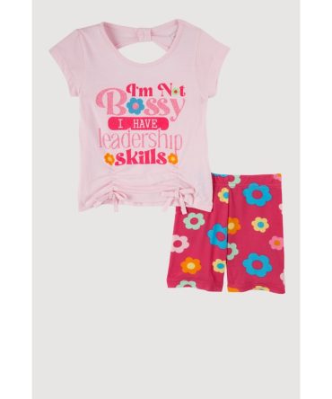 Toddler Girls Im Not Bossy Graphic Top and Shorts