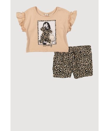 Toddler Girls Lovely Girls Leopard Print Tee and Shorts