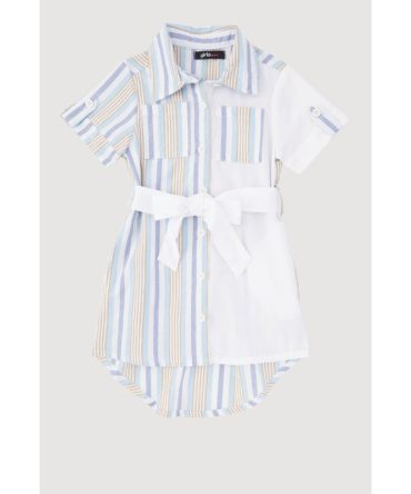 Toddler Girls Striped Color Blocked Shirt Dress