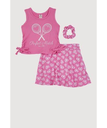 Toddler Girls Tennis Graphic Tank Top and Skort Set