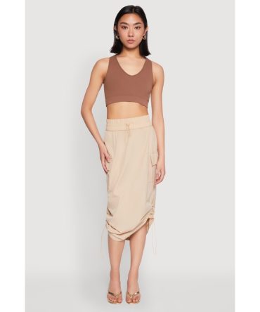 Toggle Drawstring Nylon Cargo Skirt
