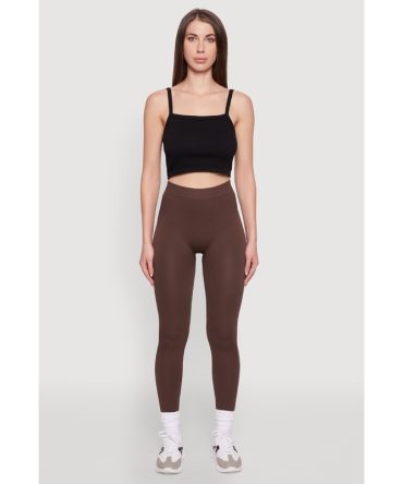 Trendy Rib Knit High Waisted Leggings