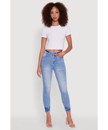 WAX Crinkle Hem Whiskered Skinny Jeans