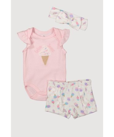 Baby Girls 0-9M Extra Sweet Bodysuit and Shorts Set