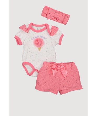Baby Girls 0-9M Im Very Sweet Bodysuit and Shorts Set