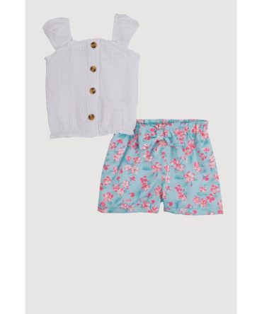 Baby Girls 0-9M Sleeveless Top and Flower Print Shorts