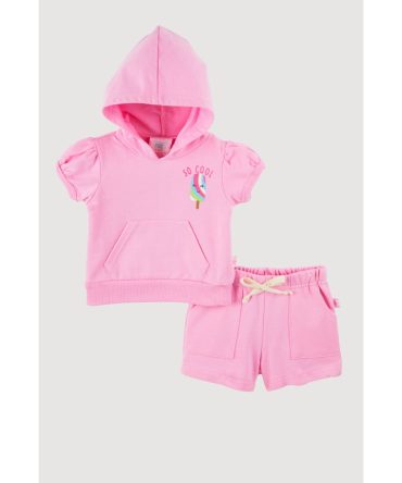 Baby Girls 0-9M So Cool Graphic Hooded Top and Shorts