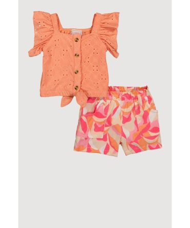 Baby Girls 12-24M Eyelet Flutter Sleeve Top and Shorts