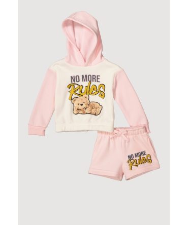 Baby Girls 12-24M No More Rules Bear Hoodie and Sweatshorts