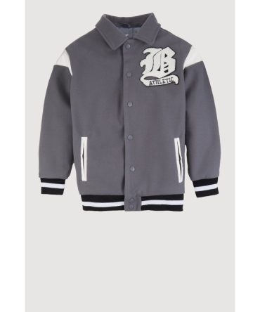 Boys B Initial Chenille Patch Letterman Jacket