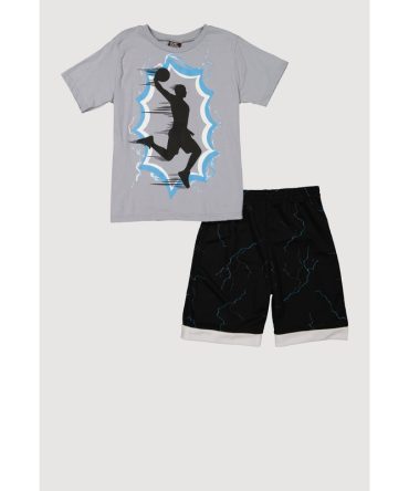 Boys Basketball Graphic Tee and Shorts
