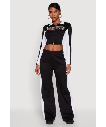 Color Block Detail Wide Leg Pants