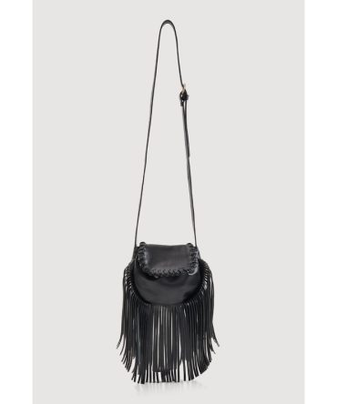 Decorative Stitch Flap Fringe Crossbody Bag