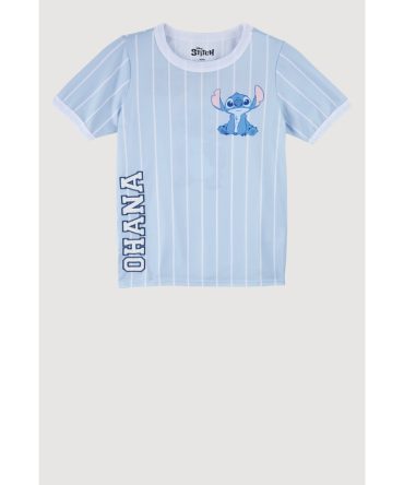 Girls Striped Stitch Graphic Baseball Jersey