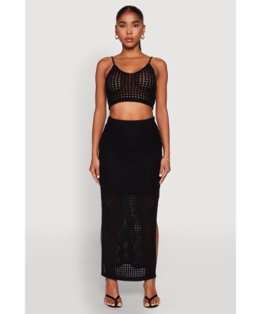 Lined Crochet Maxi Skirt