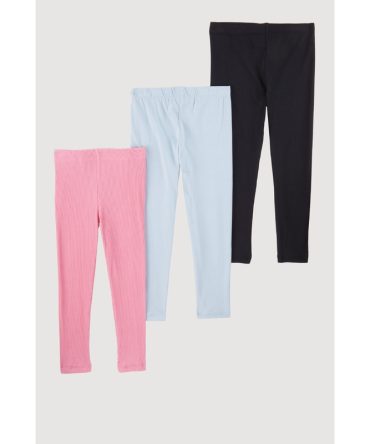 Little Girls Ribbed Knit Leggings Set of 3