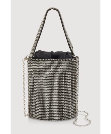 Rhinestone Fringe Crossbody Bucket Bag