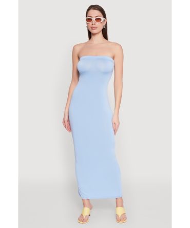 Slit Back Maxi Tube Dress