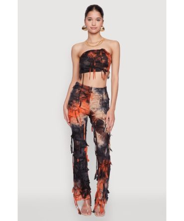 Tie Dye Distressed Flare Pants
