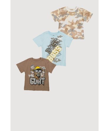 Toddler Boys Camo GOAT Graphic Tees 3 Pack