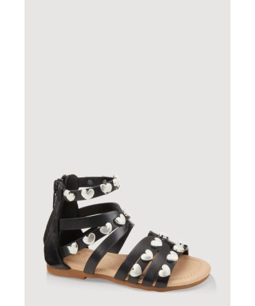 Toddler Girls Heart Studded Gladiator Sandals