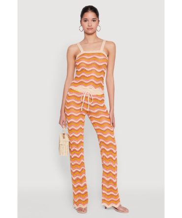 Wavy Striped Crochet Pants
