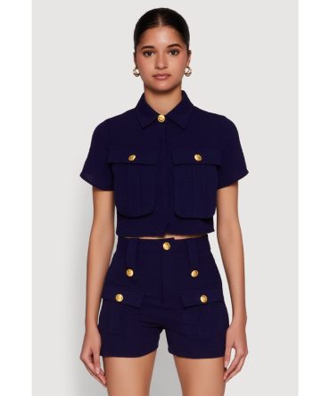 Airy Cargo Pocket Button Front Shirt