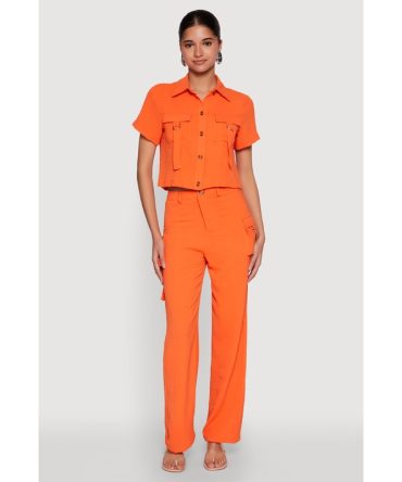 Airy High Waisted Cargo Pocket Pants