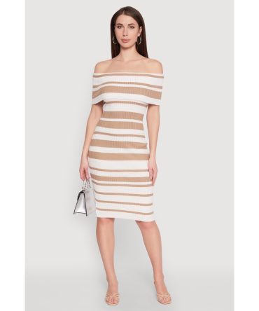Almost Famous Off the Shoulder Striped Dress