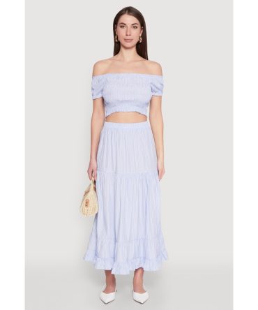 Almost Famous Pinstripe Tiered Skirt