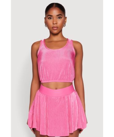 Almost Famous Plisse Cropped Tank Top