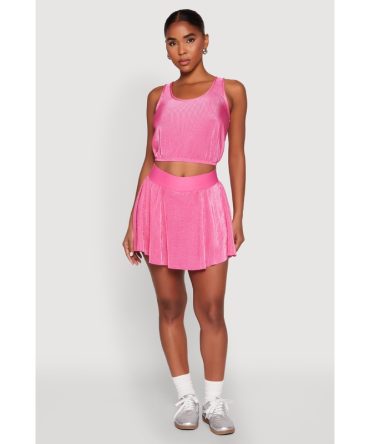 Almost Famous Plisse Lined Skater Skirt