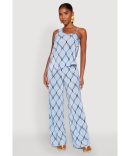 Boho Border Print High Waisted Wide Leg Pants