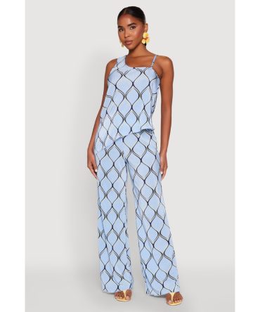 Almost Famous Printed Plisse Wide Leg Pants