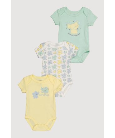 Baby 0-9M Little Star Graphic Bodysuits 3 Pack
