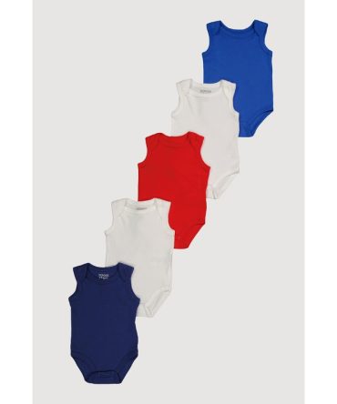 Baby Boys 0-9M Basic Sleeveless Bodysuits 5 Pack