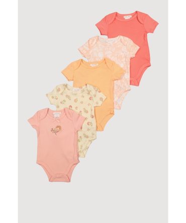 Baby Girls 0-9M Assorted Floral Graphic Bodysuits 5 Pack
