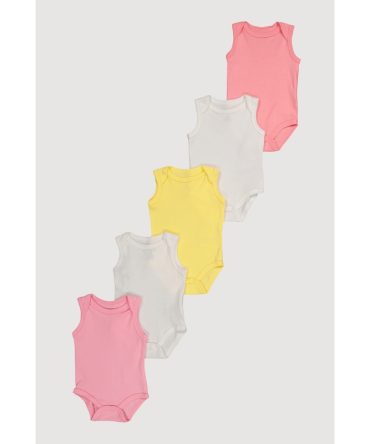 Baby Girls 0-9M Basic Sleeveless Bodysuits 5 Pack