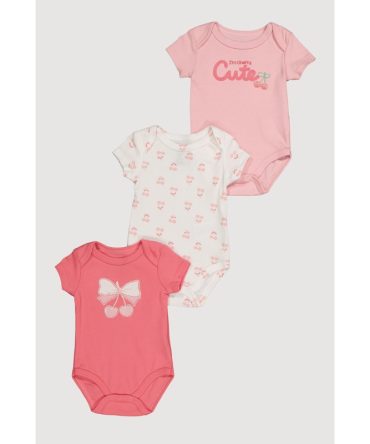 Baby Girls 0-9M Cherry Cute Bodysuits 3 Pack