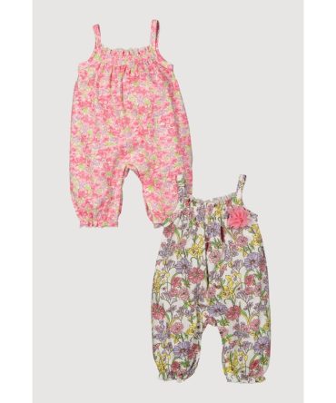 Baby Girls 0-9M Floral Jumpsuits 2 Pack