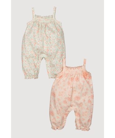 Baby Girls 0-9M Floral Print Jumpsuits 2 Pack