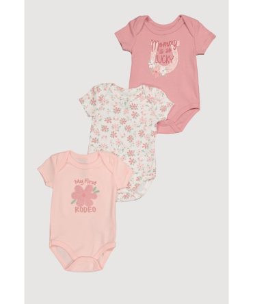 Baby Girls 0-9M Flower Graphic Print Bodysuits 3 Pack