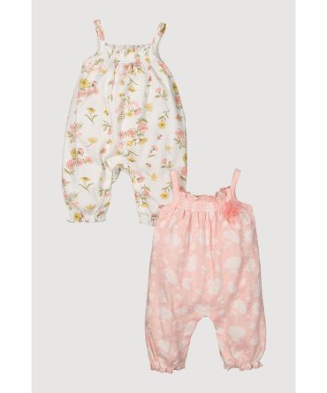 Baby Girls 0-9M Flower Print Jumpsuits 2 Pack