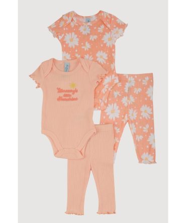 Baby Girls 0-9M Little Sunshine Graphic Bodysuits and Leggings