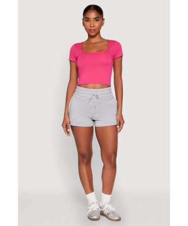 Basic Scoop Neck Cropped Tee