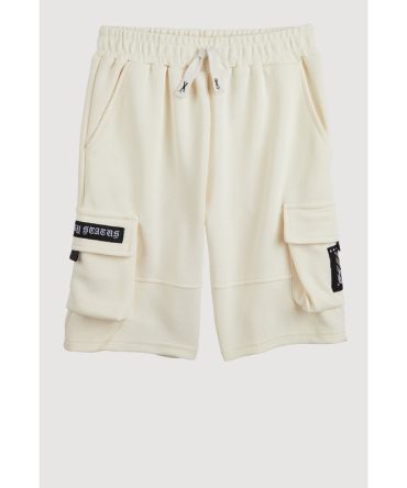 Boys Textured Knit Patch Cargo Sweatshorts