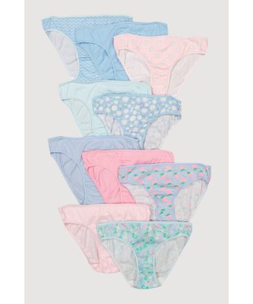 Girls Strawberry Floral Print Panties 10 Pack