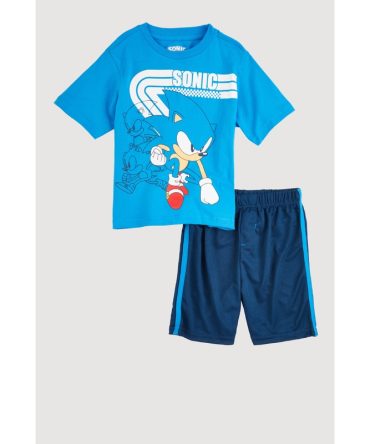 Little Boys Sonic Graphic Tee and Mesh Shorts
